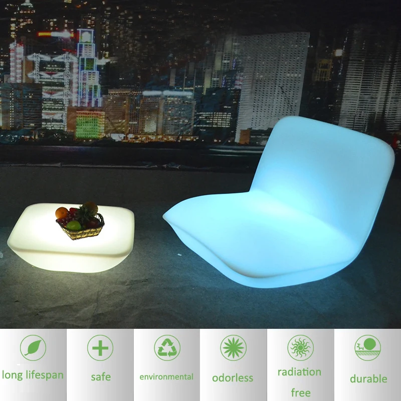 REAQ-almohada iluminada RGB, asientos de sofá de 90x80x72cm, sillas seccionales de plástico PE, silla LED para eventos, Riq-PS90 de actividades