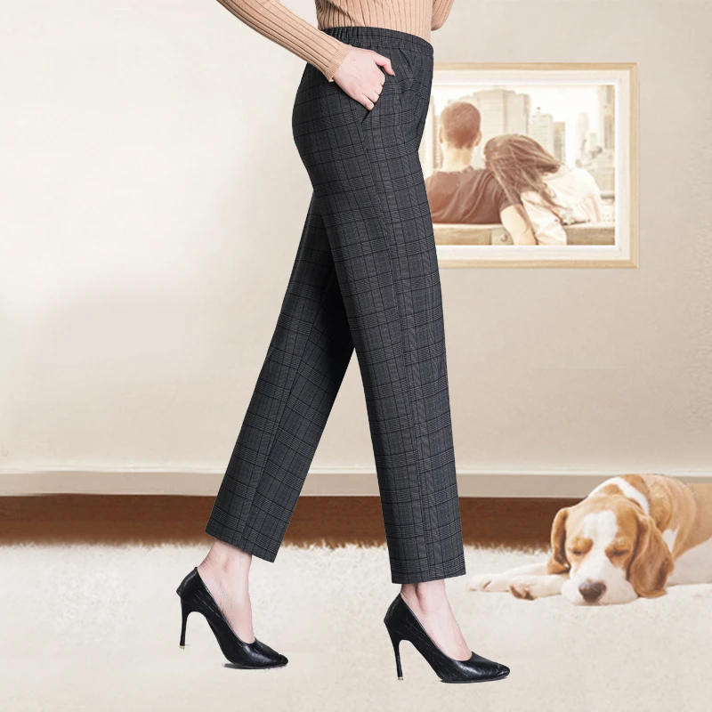 plus Size  Women Trousers Elastic Waist Casual Pants Winter Velvet Warm Long Pants Middle Female Straight Pants Oversized 8XL