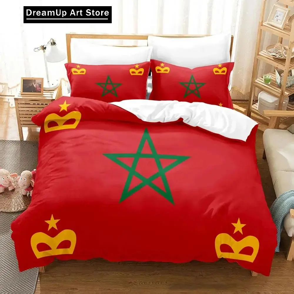 3D Print Morocco Flag Bedding Set Boys Girls Twin Queen Size Duvet Cover Pillowcase Bed Kids Adult Fashion Home Textileextile