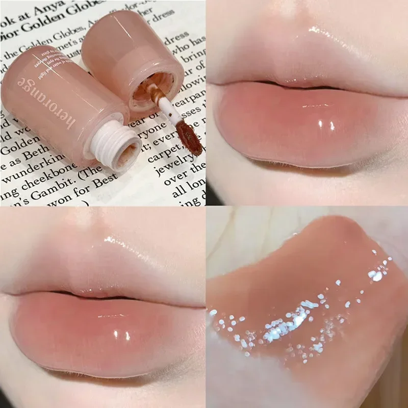 Brillo de labios de gelatina de cristal, lápiz labial de larga duración, hidratante, tinte de labios brillante, maquillaje, cosméticos