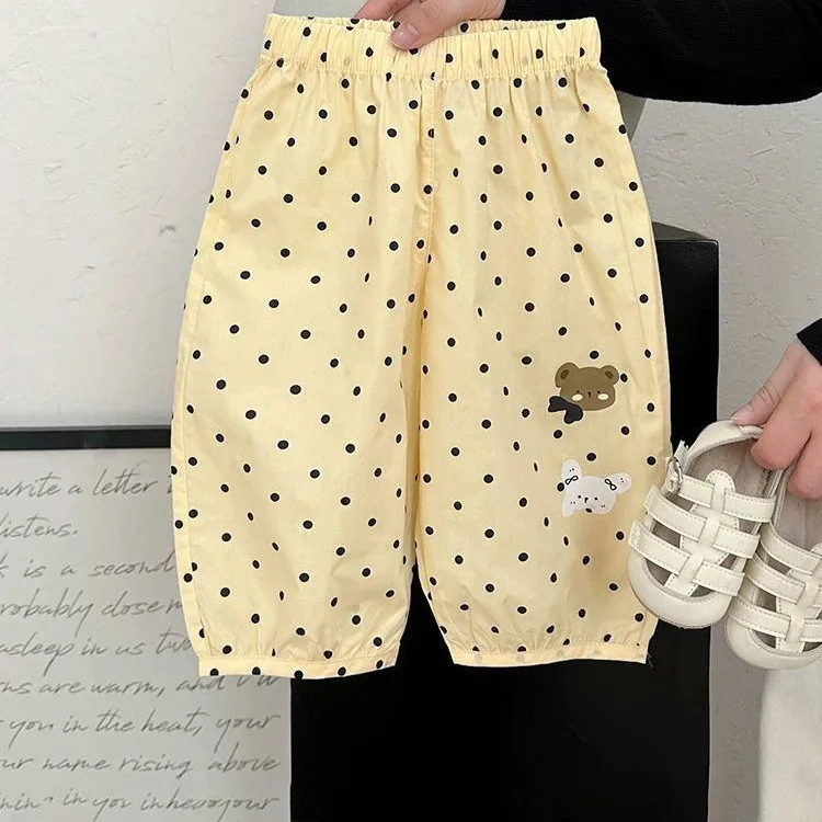 

Girls' Spring, Summer, Autumn Casual Pants, Baby's Personalized Korean Version Thin Cartoon Polka Dot Lantern Pants
