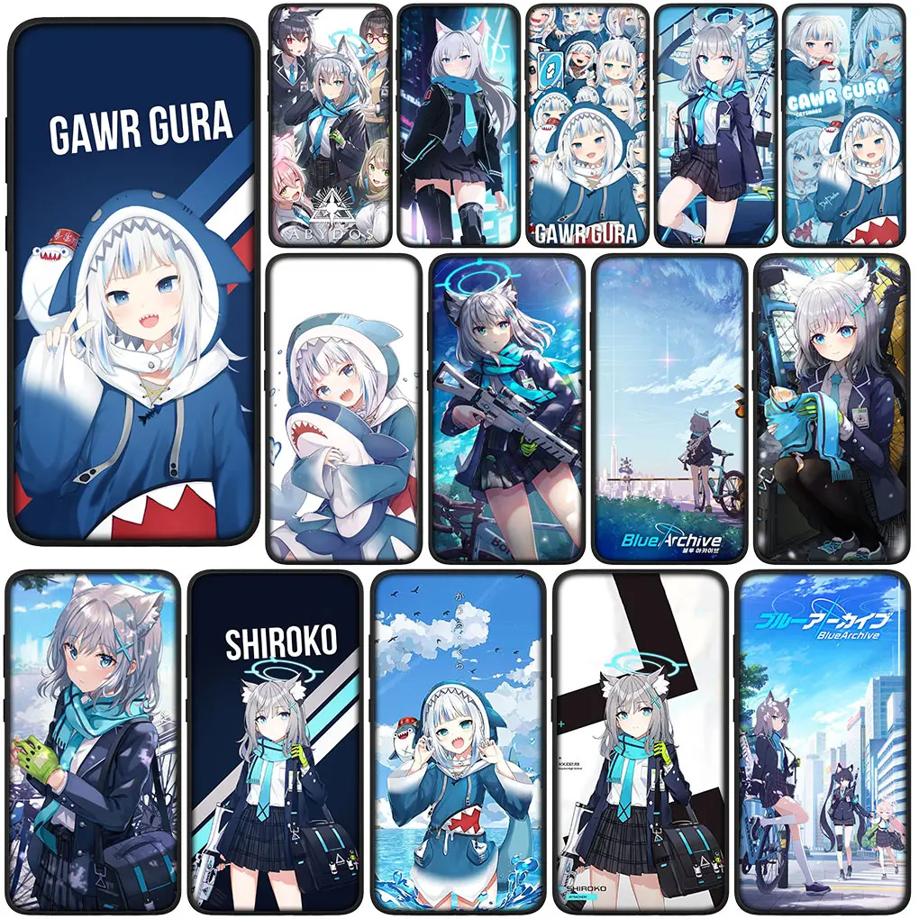 Shiroko Blue Archive Gawr Gura Cover Phone Case for Xiaomi Poco X6 M6 X3 NFC GT X4 M4 M6 Pro F3 C40 Funda Soft Casing