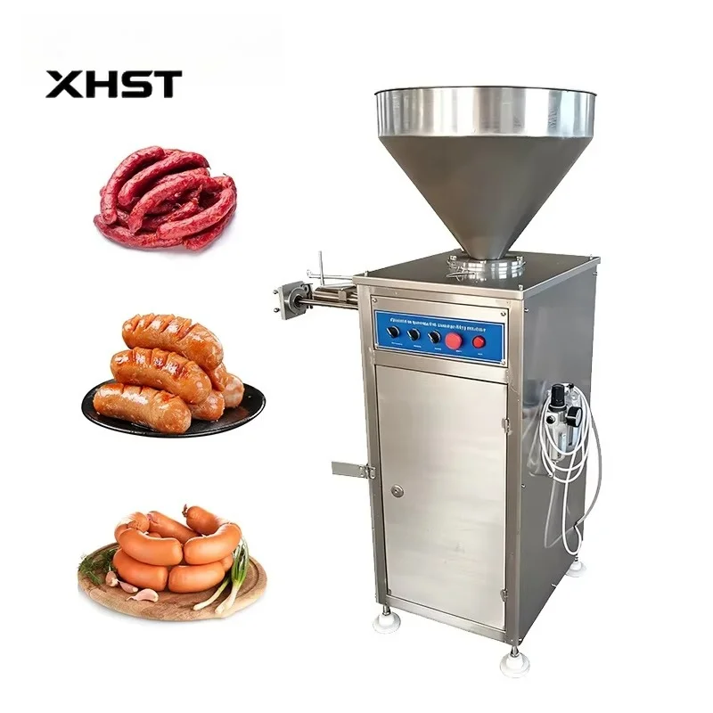 Pneumatic Quantitative Twist Ham Sausage Kink Filler Stuffing Stuffer Filling Knotting Tying Forming Making Machine