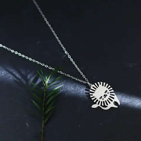 Kinitial Stainless Steel Lion Necklaces Cute Animal Pendant Men's Chain Choker Necklace For Women Jewelry Party Gifts