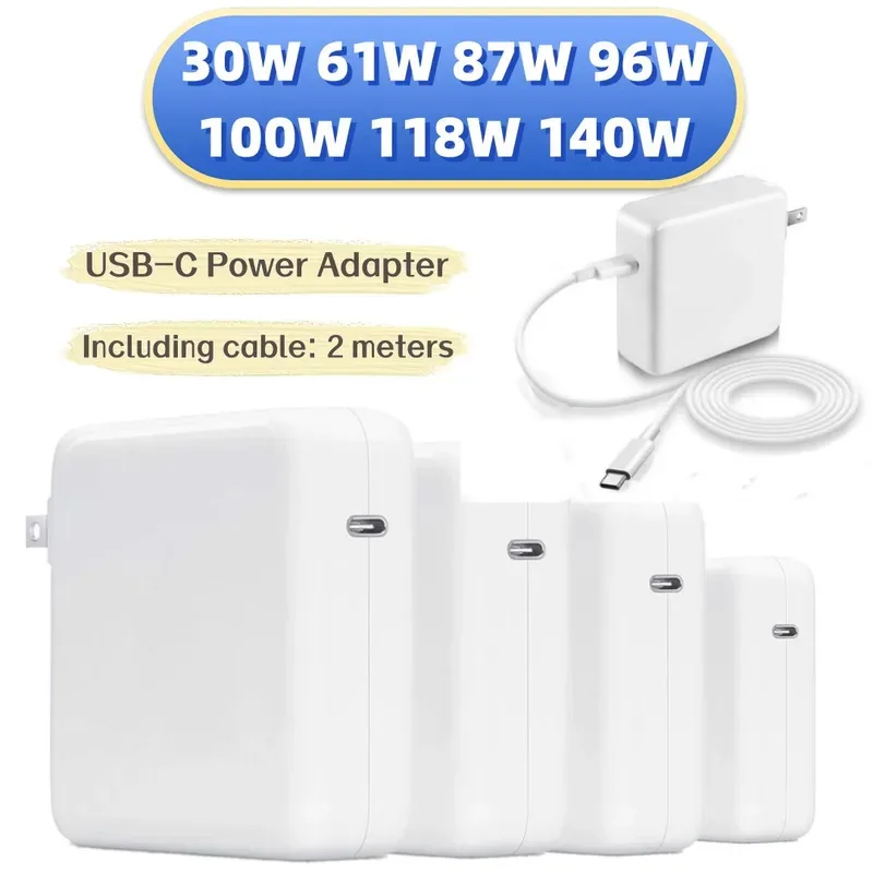 Carregador para laptop Apple Macbook Pro 16 15 13 polegadas, 30W 61W 87W 96W 100W 118W 140W, MacBook Pro tipo-c