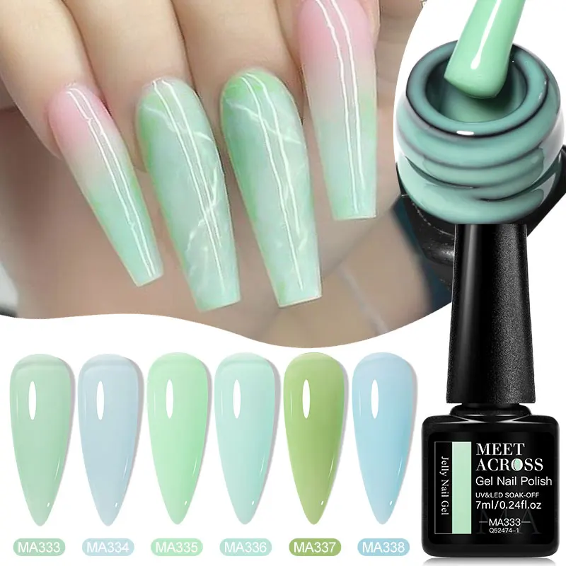 يجتمع عبر 6/8 قطعة هلام مسمار البولندية بسيطة الطازجة الأخضر معكرون أورورا هلام مسمار الفن ورنيش مانيكير مانيكير مستلزمات الأظافر #3