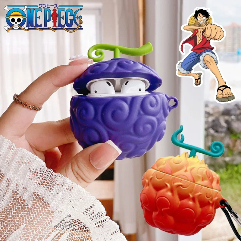 Anime ONE PIECE Luffy Devil Fruit Silicone Case Cover for AirPods 1 2 3 Pro Bluetooth Headset Anti-drop Shell Accessories Gifts