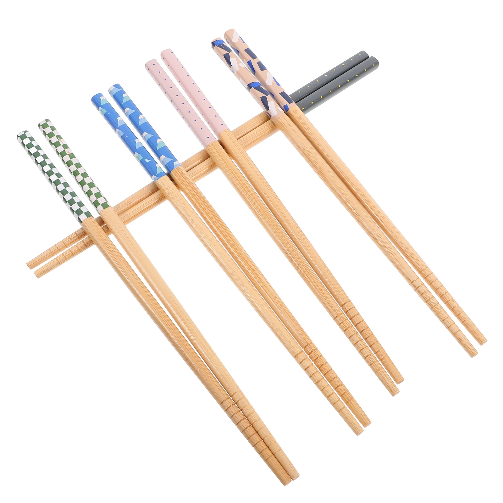 

5pcs Bamboo Chopsticks Reusable Eco-Friendly Lightweight Chinese Chopsticks Fine Polished Grain Surface Non-Slip Home