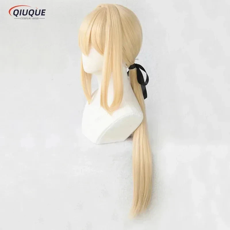 e,4;v'6\k/Violet Evergarden Ponytail Braid Buns Blonde Hair 0Y9N07KY Heat Resistant Cosplay Costume + Wig Cap + Ri5;g'8.n/3\ view 5