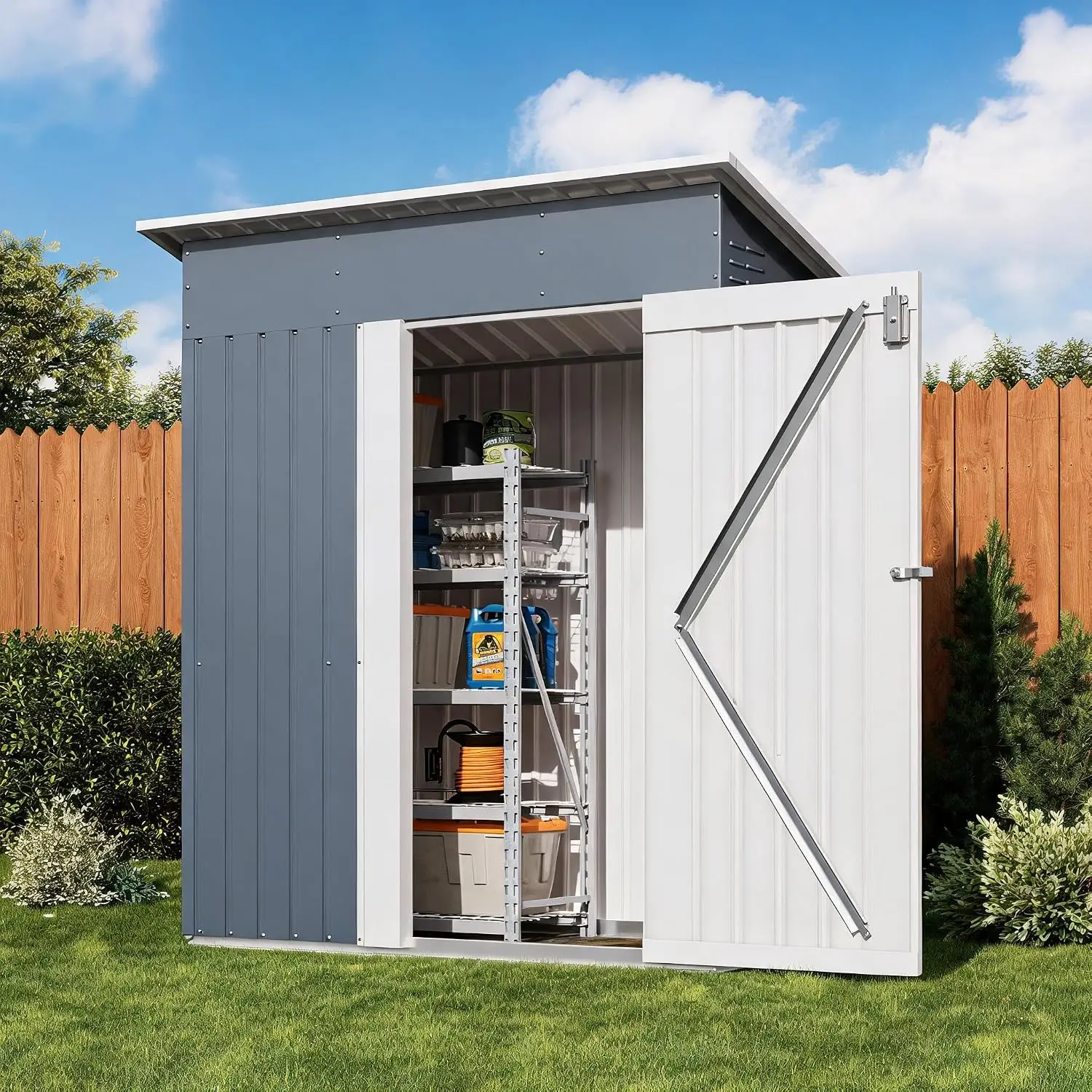 5x3 Ft Small Sturdy Metal Outdoor Storage Shed with Lockable Door