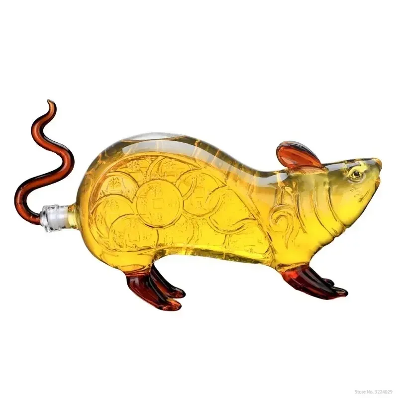 Whiskey Decanter for Liquor, Scotch Bourbon, Home Bar, Creative Animal Mouse Shaped Style Decanter,  37.19 oz