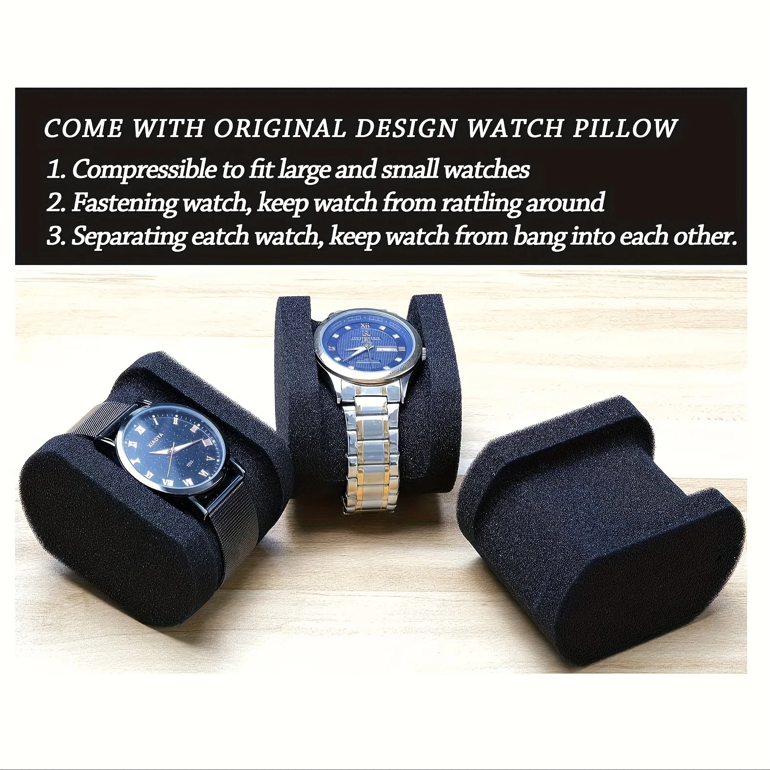 Elegant Black Watch Storage Box with Velvet Lining