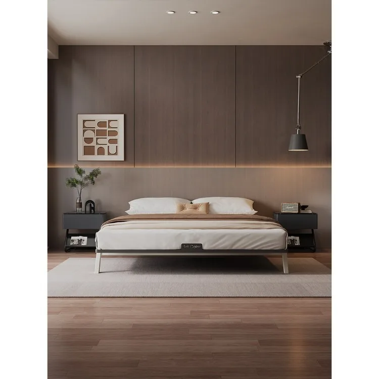 Carbon steel environmentally friendly bedside Italian minimalist master bedroom modern minimalist backless bed frame