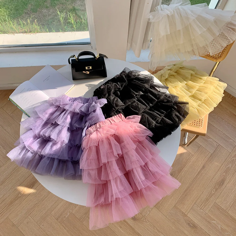 2-8t Toddler Kids Girl Cake Skirt Elegant Children Clothes Spring Autumn Long Tutu Skirt Cute Sweet Party Club Outfit