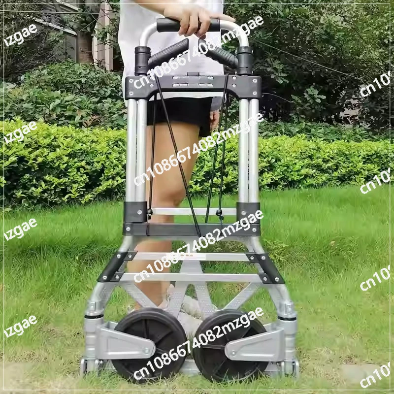 

Foldable Portable Luggage Cart with Rubber Silent Wheels, Heavy-Duty Household Trolley for Moving and Tow Truck Use