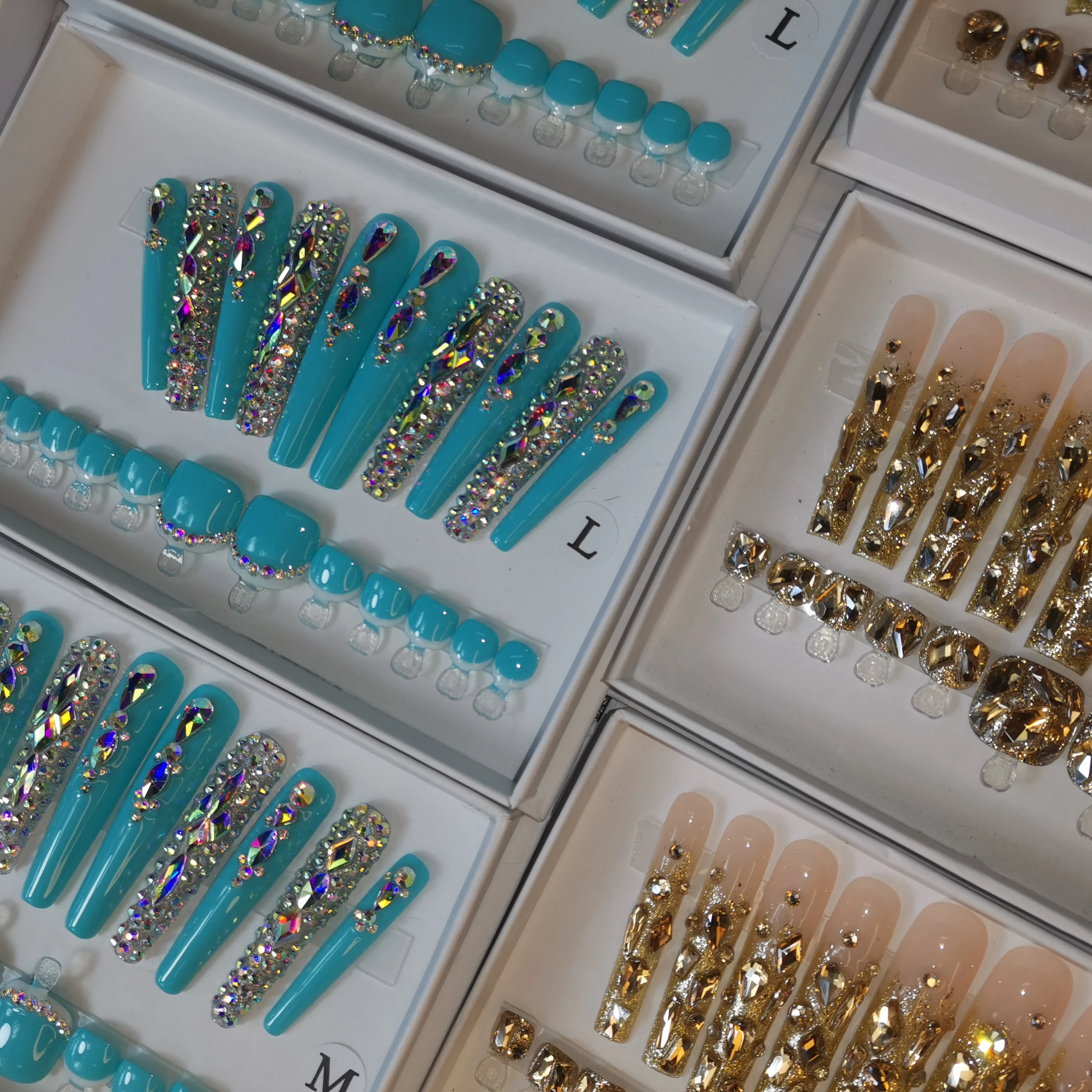 YTYIN تصميم خاص فريد من نوعه طلاء يدوي من الأكريليك أظافر صناعية طويلة على شكل نعش اضغط على الأظافر للأصابع والأصابع #6