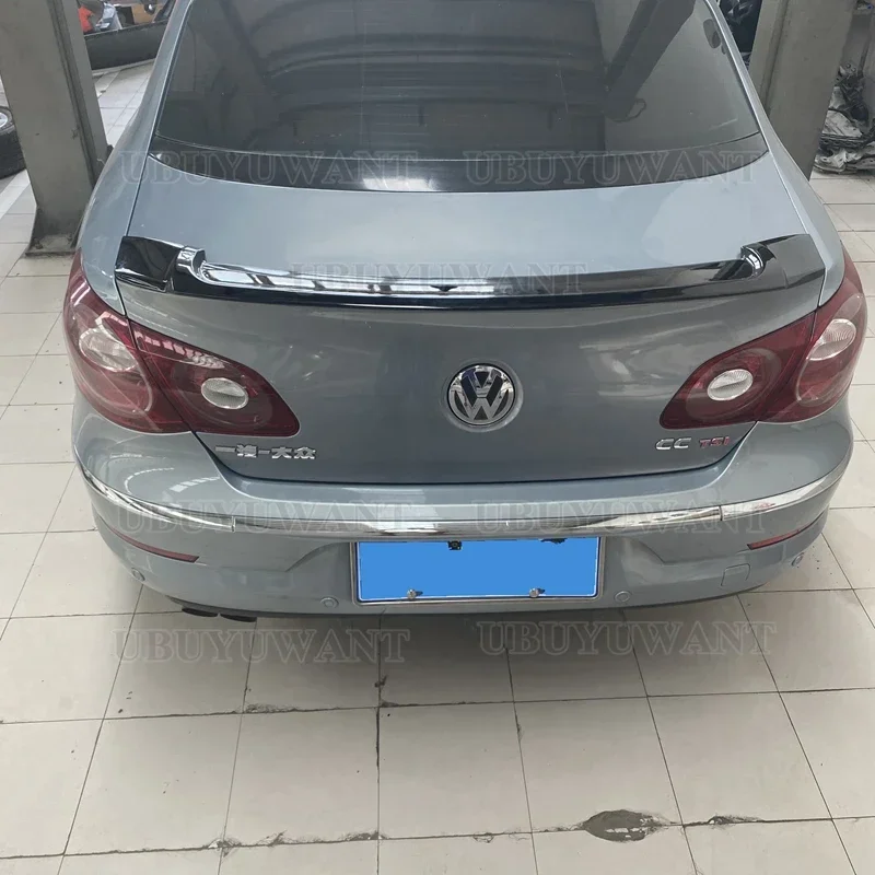 For Volkswagen Passat CC 2009 - 2018 High Quality ABS Plastic Material Carbon Fiber Look R Style Tail Wing Rear Spoiler