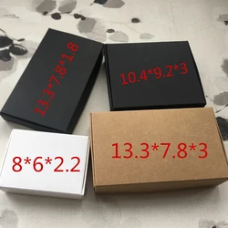 100pcs Blank Black Paper Gift Boxes Multiple Sizes - White/Kraft Small Packaging for Jewelry Handmade Soap Candy Aircraft