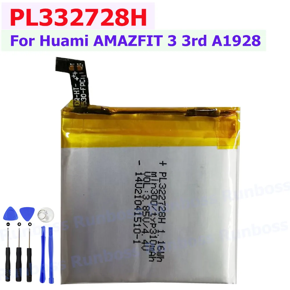 PL332728H 332728H 3.8V 310mAh Battery For Huami AMAZFIT 3 3rd A1928 Smart Watch