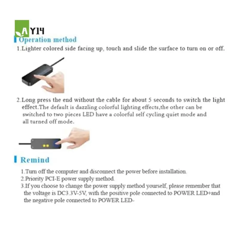 

AY14 -PC Power Control Touch Sliding Control PC Power Desktop Computer External Power SW Power LED On Off