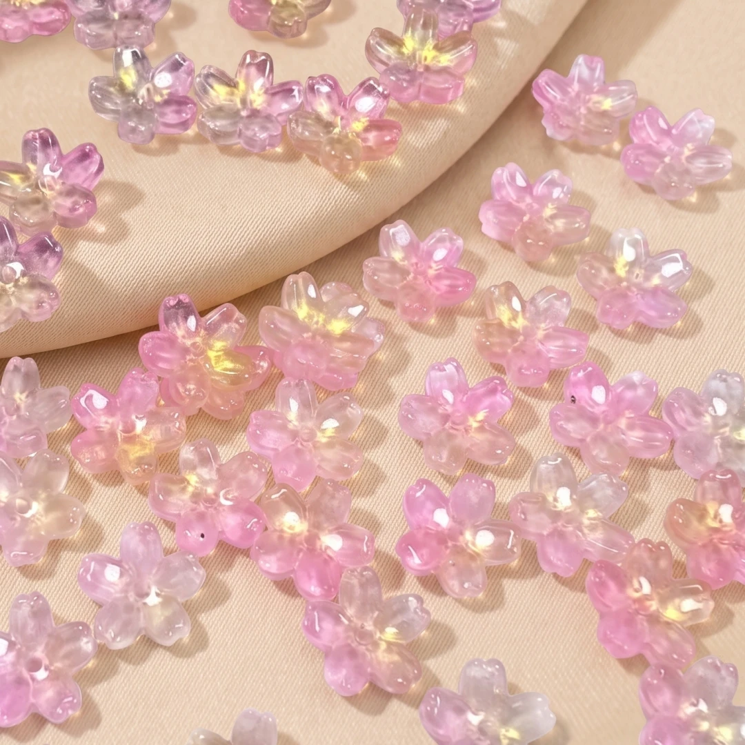 50pcs 10mm Acrylic Flower Beads Czech Glass 5-Petal Mini Spacer Hair Accessories Christmas for Bracelets Earring Jewelry Making image 4