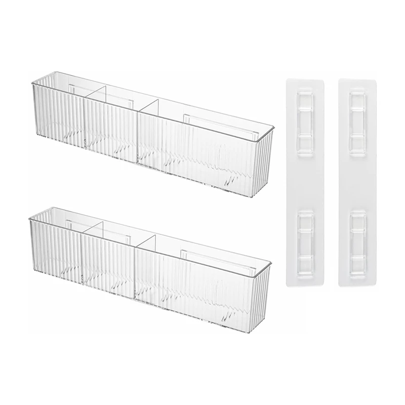 

2 Pack Bathroom Makeup Organizer Wall Mount Clear Bathroom Organizers With 3 Compartments Bins Floating Shelves