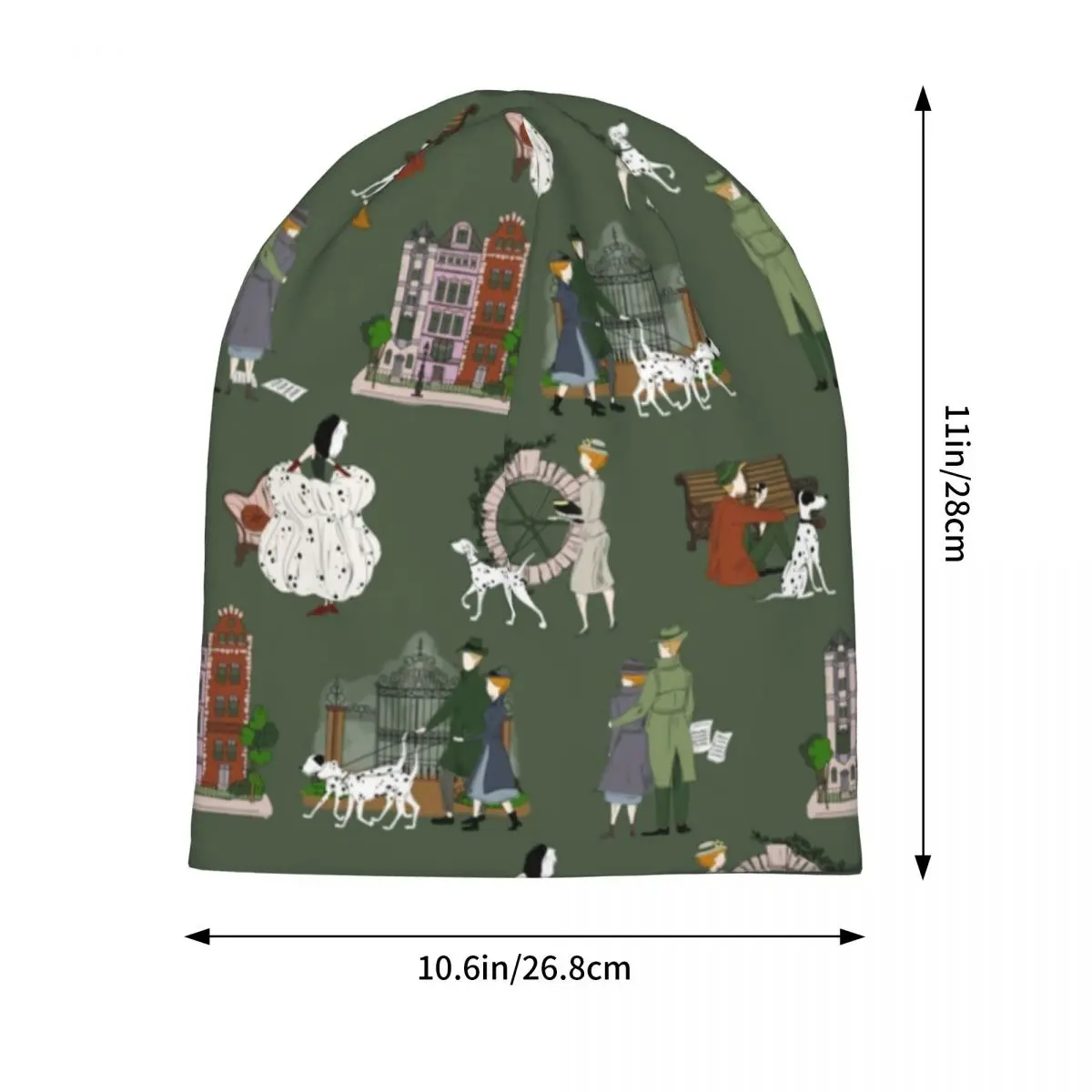 그린 패턴 101 달마시안스 캡 디즈니 빈티지 남녀 스트리트 스컬리 비니 모자 봄 따뜻한 헤드 랩 보닛 모자