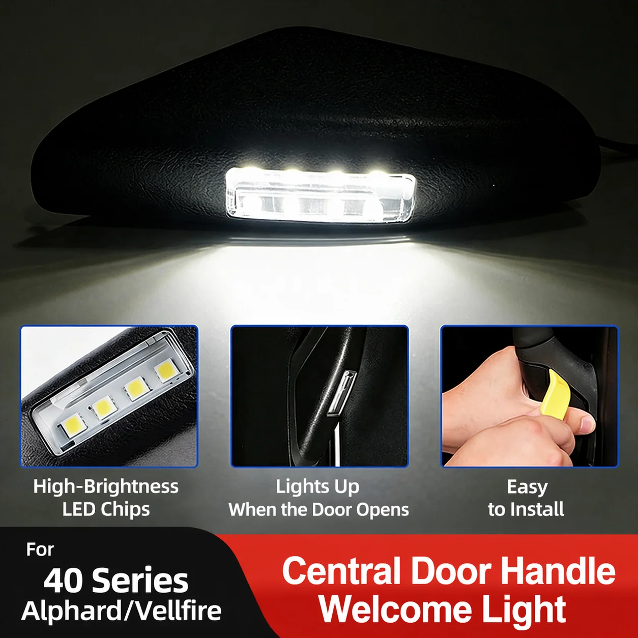 Car LED Sliding Door Handle Welcome Light for Toyota Alphard Vellfire 40 Series White Courtesy Interior Lamp Upgrade 1 Pair
