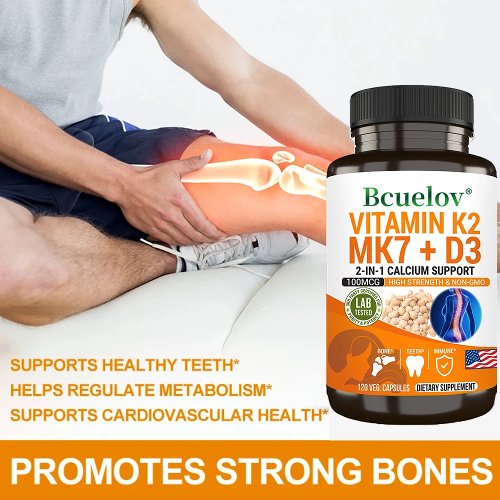 Vitamin K2 (MK7) and D3 Supplements - Bones, Teeth, Muscles, Joints, Heart, Immune Support and Calcium Absorption