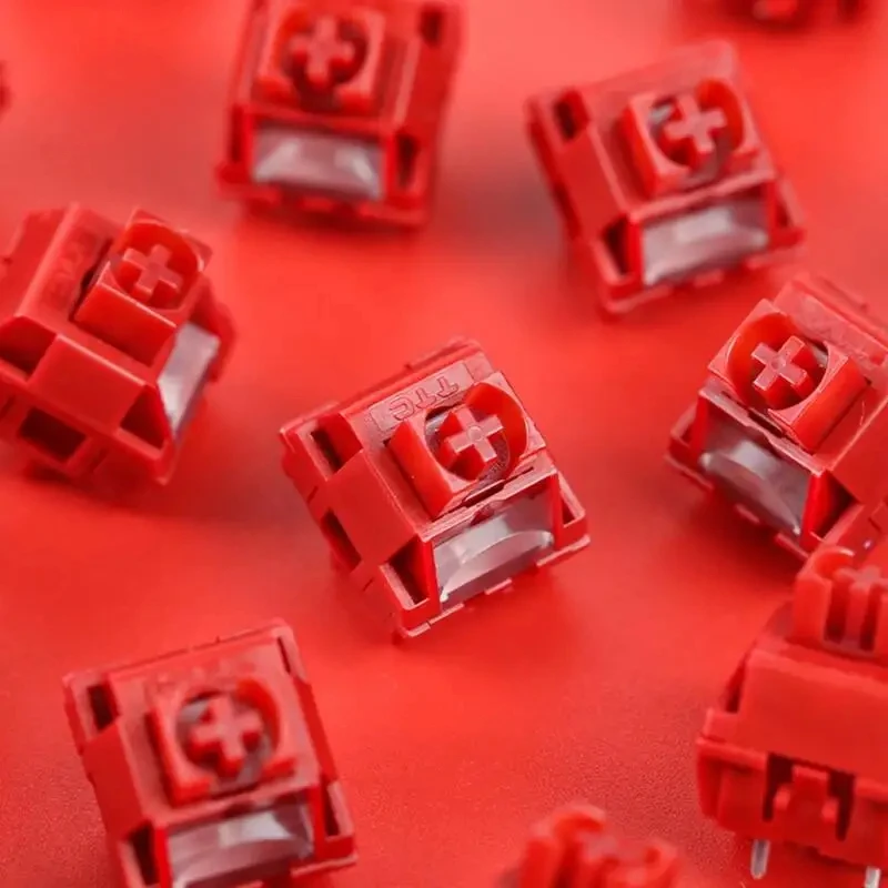 Ttc chama interruptor vermelho v2 teclado mecânico interruptor linear estendido à prova de poeira eixo 5pin 45g alta fidelidade 24mm gatilho rápido para jogos