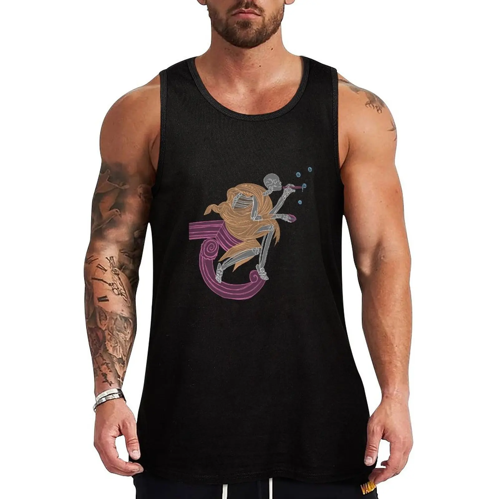 

Skeleton boi blowing bubbles Tank Top Man summer clothes T-shirts men gym men Sportswear for men