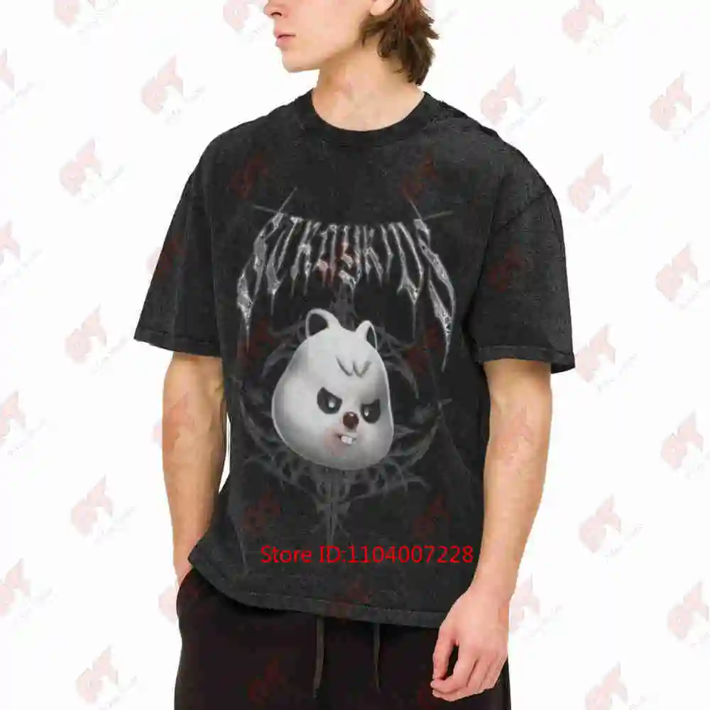 Han Quokka Evil SKZ Dominate World Tour Vintage Washed Tee Pure Cotton T-Shirt