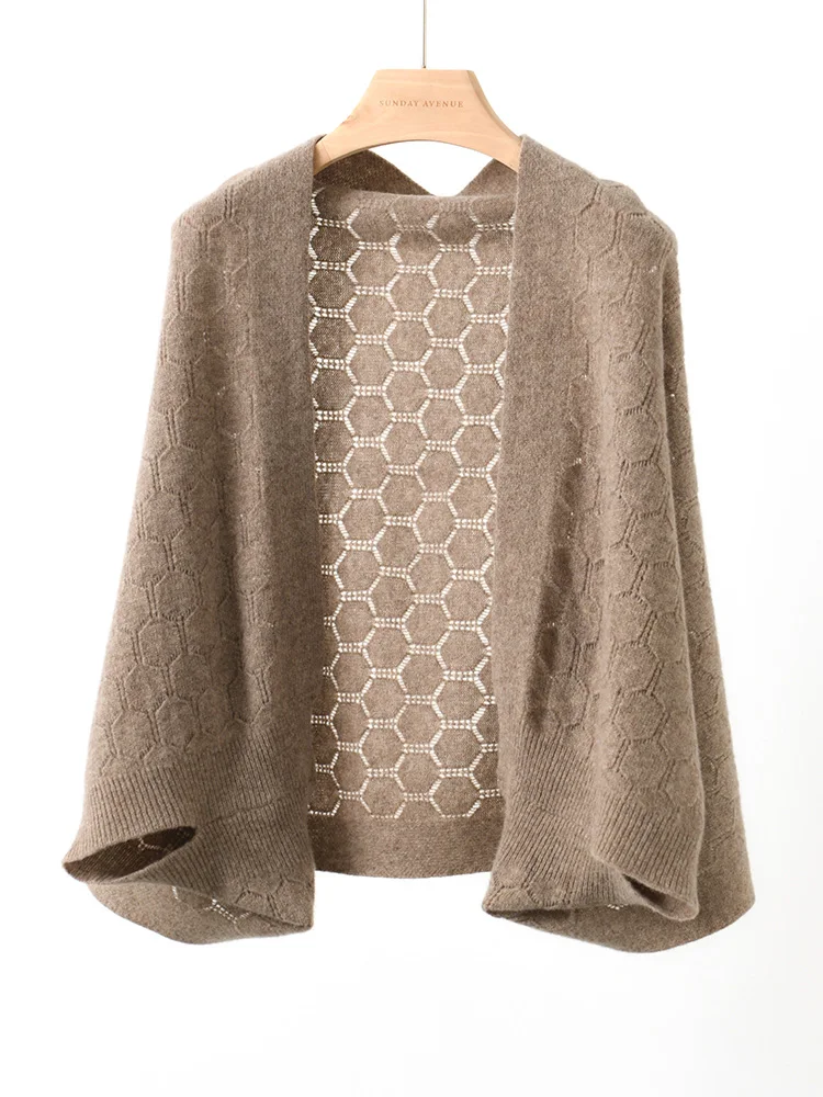 100% Merino Wool Shawls Women\'s Cardigan Knitted Sweater Spring Autumn Korean Style Shawls Fashion Female Clothing Scarf