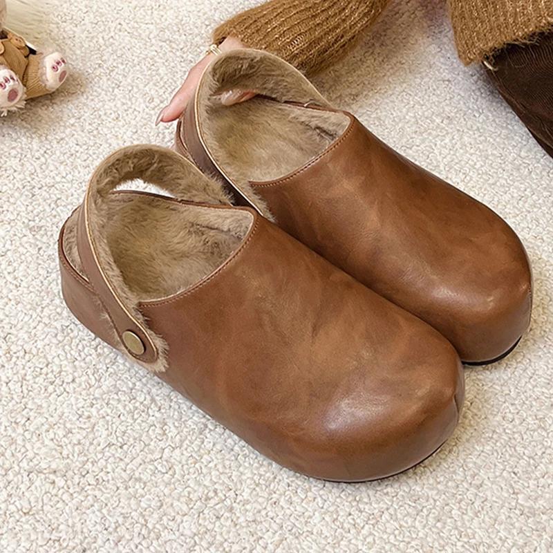 شباشب نسائية من الفرو أحذية البغال ذات نعل سميك أحذية شتوية مريحة على الموضة 2025 أحذية بوتاس ثلج قصيرة غير رسمية جديدة من القطيفة #3