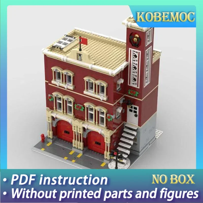 

Модель City Street View Moc, строительные кирпичи, модульная зимняя пожарная станция, технологические блоки, подарки, рождественские игрушки, наборы «сделай сам», сборка