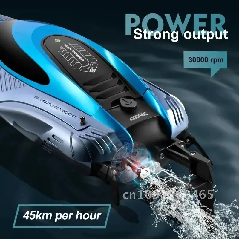 45KM/H RC High Speed Racing Boat Waterproof Speedboat 2.4G Remote Control Ship Water Game Kids Toys Children Birthday Gifts