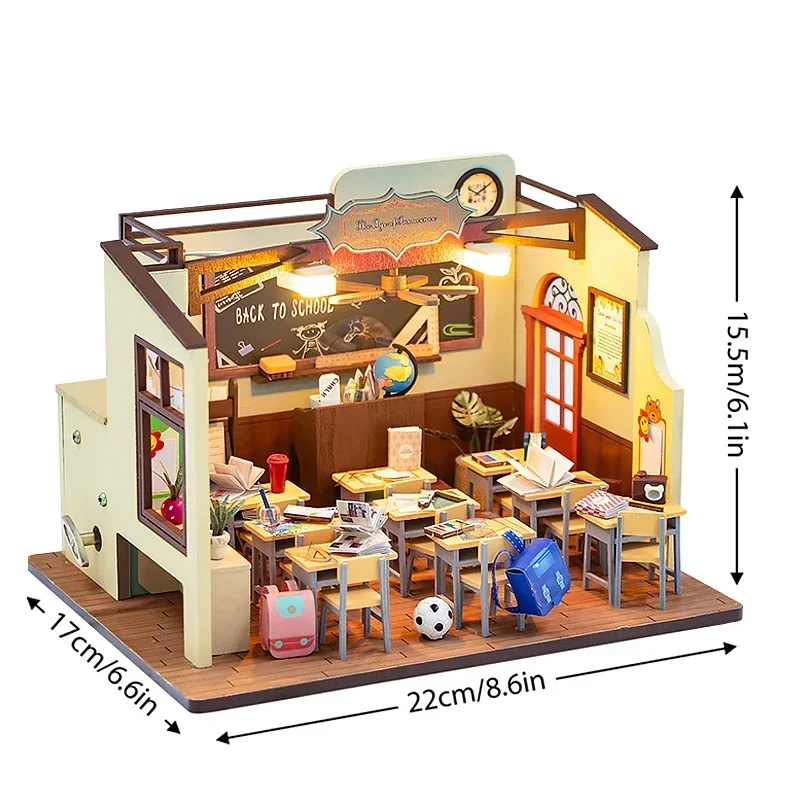 Houten Mini Poppenhuis Kit 3D Puzzel Kleine Kamer Speelgoed Thuis Slaapkamer Decoratie Met Meubels Verlichting Houten Ambacht Verjaardagscadeau