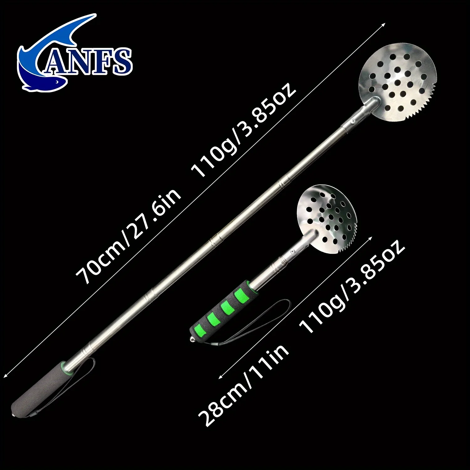 ANFS قابل للسحب الجليد الصيد مقشدة مغرفة الشتاء الجليد الصيد مغرفة مع مقبض طويل-مثالية الجليد معدات صيد الأسماك للصياد