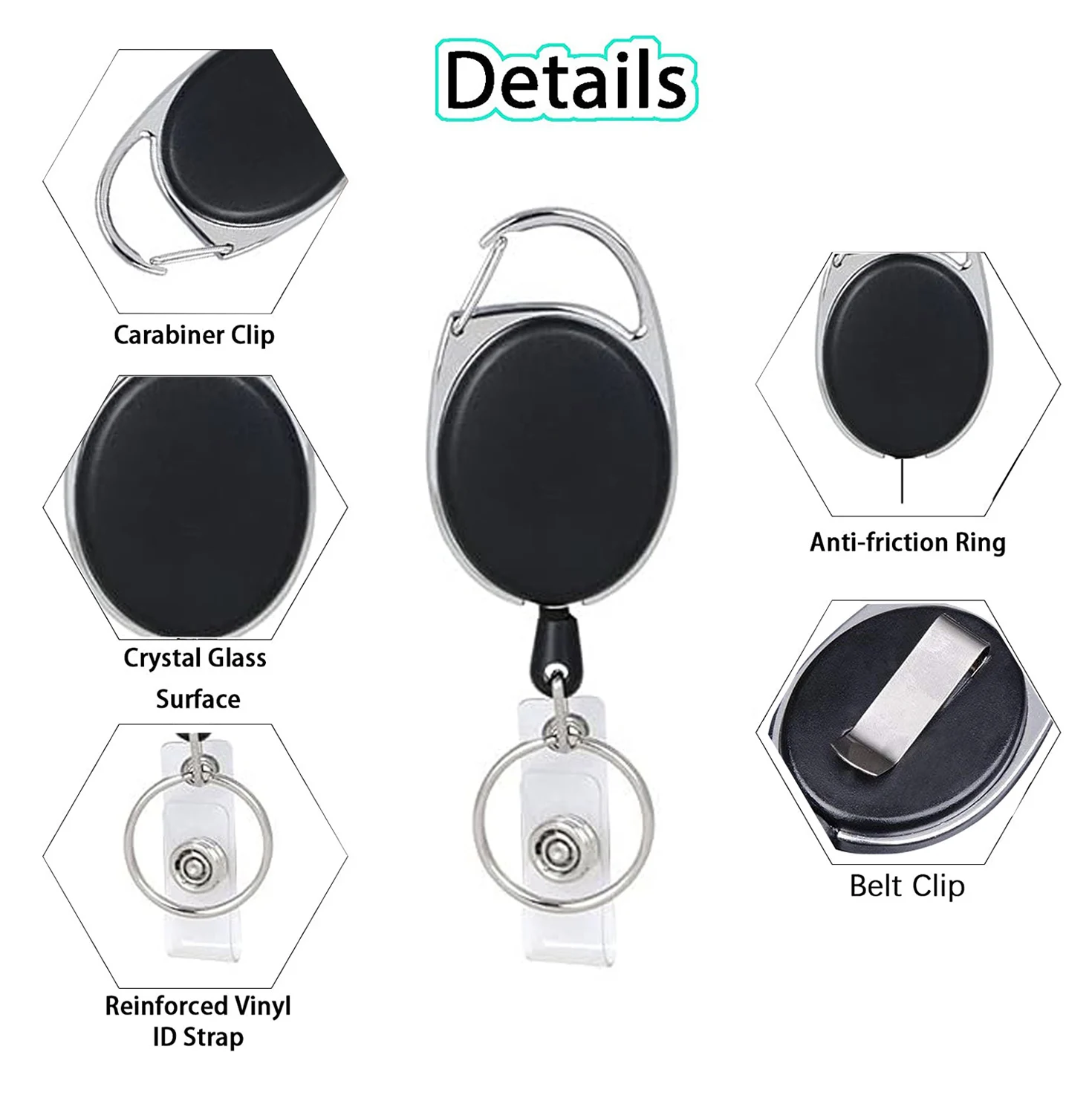 1PC Transparent ID Card Sleeve Work Certificate Hanging Tag Easy To Pull Buckle Retractable Rope Anti-lose Waist Keychain