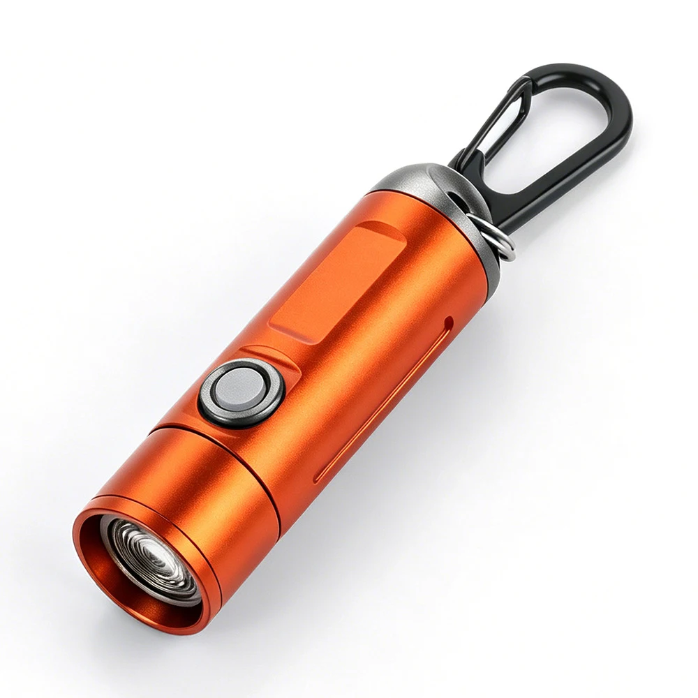 BORUiT Mini EDC Keychain Flashlight LED Type-C Rechargeable Zoom Flashlight Outdoor Lamp Camping Lantern Fishing Pocket Torch