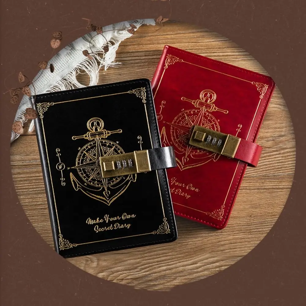 편지지 암호 노트 비밀 보호 잠금 장치가 있는 레트로 A5 노트 일기장 얼룩 방지 여행자 저널