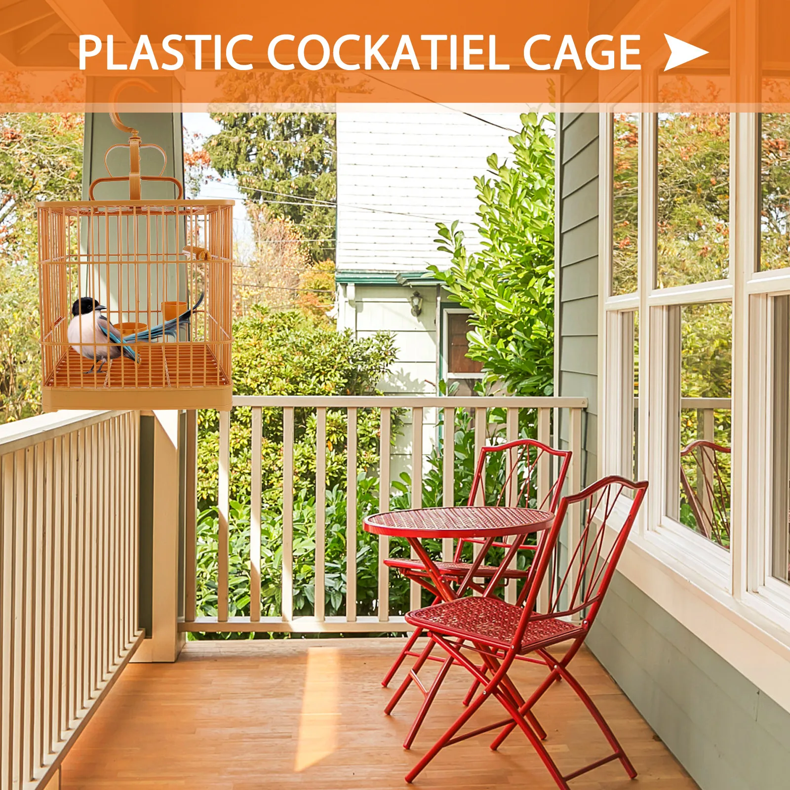 

1Set Pet Bird Cage Plastic Square Parrot Cockatiel Cage Hanging Hook Standing Pole Bottom Tray Bird Supply Pet Supply