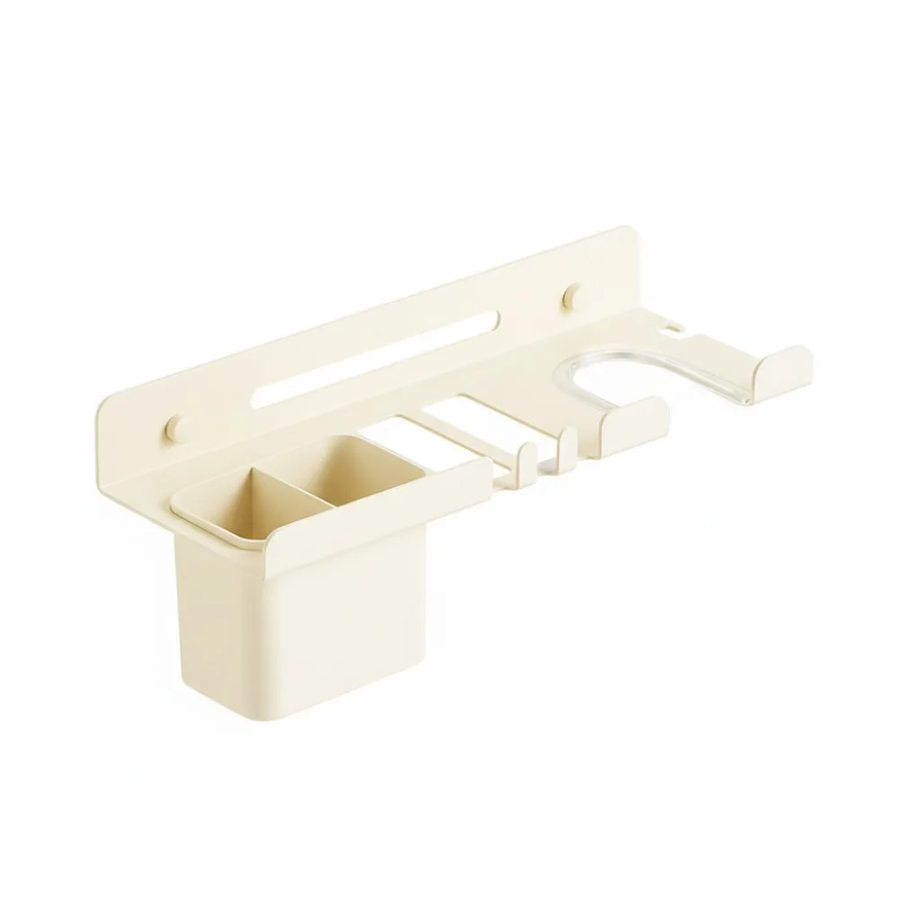 

Carbon Steel Hair Dryer Holder Wall Mounted Space Saving Straightener Storage Rack Waterproof Blow Dryer Hanger Comb