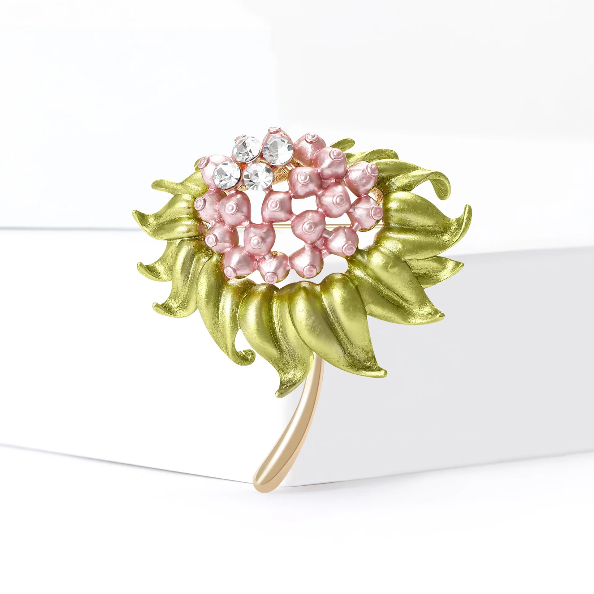 Rural Style Drip Oil Sunflower Rhinestone Brooches For Women Trendy Glaze Pomegranate Flower Pin Jewelry Party Office Decor Gift
