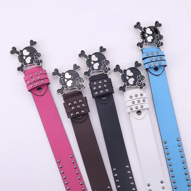 Herren- und Damen-Partygürtel, Halloween-Punk-Rockins, modischer Damen-Gürtel mit Totenkopf-Nieten, 2 kHot Girl, verstellbarer Gürtel für Männer und Frauen – Detail 2