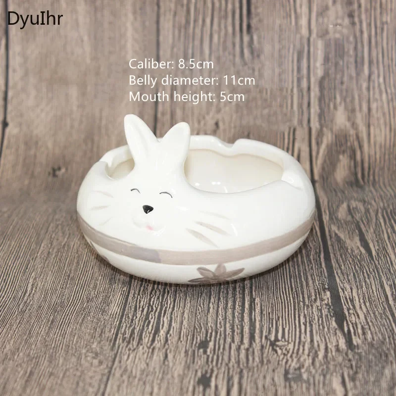 DyuIhr creative cute cartoon small animal ceramic ashtray office desk multifunctional storage decor ceramic crafts pig ashtray