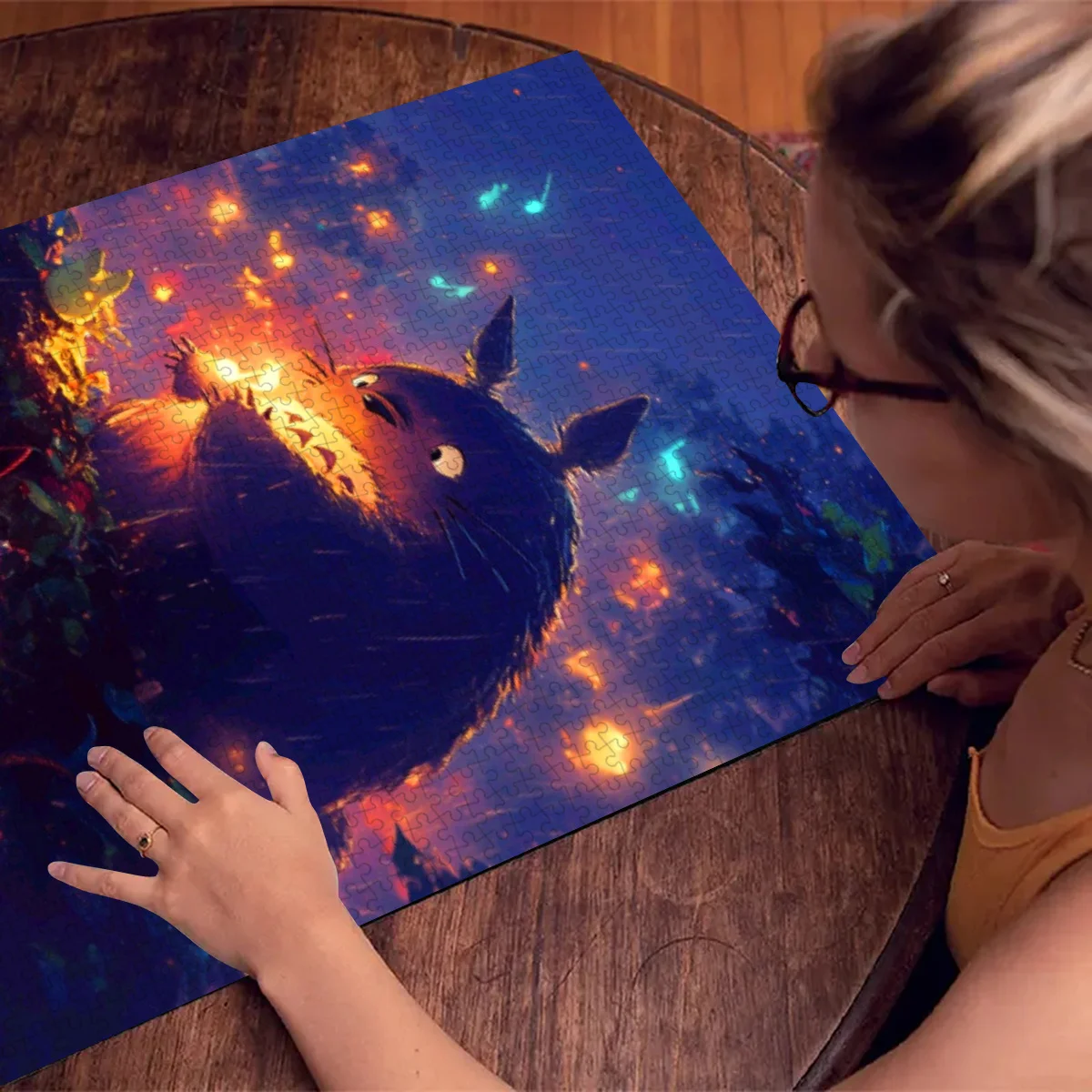 500 قطعة أو 1000 قطعة من أحجية الصور المقطوعة المستوحاة من الرسوم المتحركة اليابانية التي تحديها للبالغين والعائلات - ربط متوهج ليلاً #5