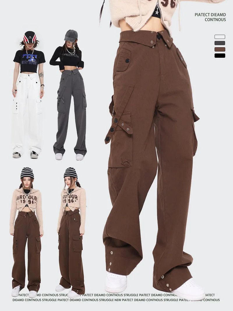 2024 Early Autumn Design High-Waisted Cargo Pants Y2k Trend Fashion Casual American Cargo Pants Spice Cotton Cleanfit Cargo Pant