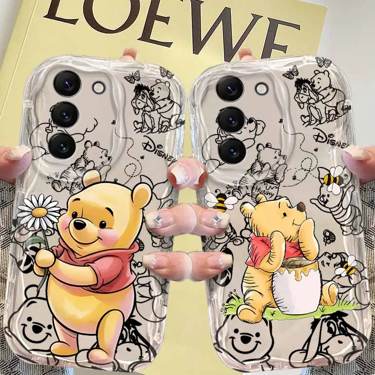 Funda bonita de Winnie the Pooh para Samsung Galaxy S26 S25 S24 S23 S22 S21 S20 FE Ultra Plus, funda suave para teléfono con patrón crema