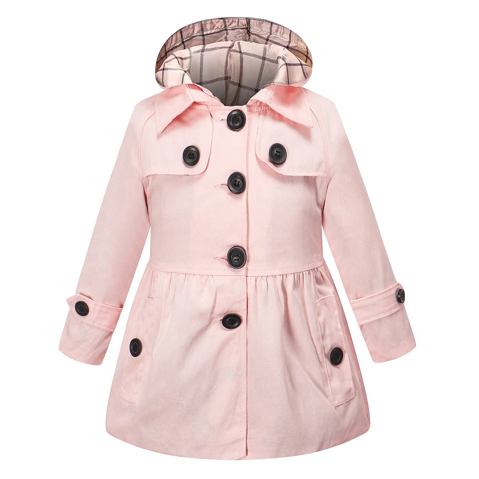 

Тренч для девочек, детская ветровка с капюшоном, куртка для малышей с принтом, теплая повседневная верхняя одежда для девочек, детское пальто на весну и осень